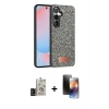 MARSİLYAN™- Galaxy S24 Kılıf Vadi Klasik Serisi - Siyah 3D Antistatik Mat Seramik Nano Ekran Koruyucu + Bilvis Titan Kamera Lens - SH