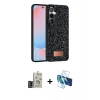 MARSİLYAN™- Galaxy S24 Kılıf Vadi Klasik Serisi - Siyah 3D Antistatik Seramik Nano Ekran Koruyucu + Bilvis Titan Kamera Lens - DNMR