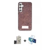 MARSİLYAN™- Galaxy S24 Kılıf Vadi Klasik Serisi - Siyah 3D Antistatik Seramik Nano Ekran Koruyucu + Bilvis Titan Kamera Lens - DNMR