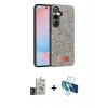 MARSİLYAN™- Galaxy S24 Kılıf Vadi Klasik Serisi - Siyah 3D Antistatik Seramik Nano Ekran Koruyucu + Bilvis Titan Kamera Lens - DNMR