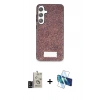 MARSİLYAN™- Galaxy S24 Kılıf Vadi Klasik Serisi - Siyah 3D Antistatik Seramik Nano Ekran Koruyucu + Bilvis Titan Kamera Lens - SH