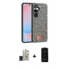 MARSİLYAN™- Galaxy S24 Kılıf Vadi Klasik Serisi - Siyah 6D Antistatik Mat Seramik Hayalet Nano Ekran Koruyucu + Bilvis Titan Kamera Lens - SH