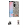 MARSİLYAN™- Galaxy S24 Kılıf Vadi Klasik Serisi - Siyah Bilvis 3D Cam Ekran Koruyucu + PVD Metal Kamera Lens - DNMR