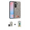 MARSİLYAN™- Galaxy S24 Kılıf Vadi Klasik Serisi - Siyah Polymer Nano Ekran Koruyucu + Derin Mor Bilvis Titan Kamera Lens