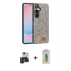MARSİLYAN™- Galaxy S24 Kılıf Vadi Klasik Serisi - Siyah Polymer Nano Ekran Koruyucu + PVD Metal Kamera Lens - DNMR