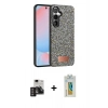 MARSİLYAN™- Galaxy S24 Kılıf Vadi Klasik Serisi - Siyah Polymer Nano Ekran Koruyucu + PVD Metal Kamera Lens - DNMR
