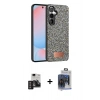MARSİLYAN™- Galaxy S24 Kılıf Vadi Klasik Serisi - Siyah Vanessa Magic Cam + Derin Mor PVD Metal Kamera Lens