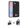 MARSİLYAN™- Galaxy S24 Kılıf Vadi Klasik Serisi - Siyah Vanessa Magic Cam + Derin Mor PVD Metal Kamera Lens