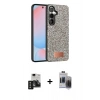 MARSİLYAN™- Galaxy S24 Kılıf Vadi Klasik Serisi - Siyah Vanessa Magic Hayalet Cam + PVD Metal Kamera Lens - SH