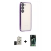MARSİLYAN™- Galaxy S24 Kılıf Vadi Minimal - Şeffaf 360 Full Body Arka Koruyucu + Bilvis Titan Kamera Lens - SH
