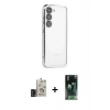 MARSİLYAN™- Galaxy S24 Kılıf Vadi Minimal - Şeffaf 360 Full Body Arka Koruyucu + Bilvis Titan Kamera Lens - SH