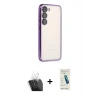 MARSİLYAN™- Galaxy S24 Kılıf Vadi Minimal - Şeffaf Pasifik Cam Ekran Koruyucu + Şeffaf Kamera Lens Koruma Cam