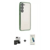 MARSİLYAN™- Galaxy S24 Kılıf Vadi Minimal - Şeffaf Pasifik Cam Ekran Koruyucu + PVD Metal Kamera Lens - SH