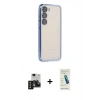 MARSİLYAN™- Galaxy S24 Kılıf Vadi Minimal - Şeffaf Pasifik Cam Ekran Koruyucu + PVD Metal Kamera Lens - SH