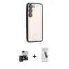 MARSİLYAN™- Galaxy S24 Kılıf Vadi Minimal - Şeffaf Pasifik Cam Ekran Koruyucu + PVD Metal Kamera Lens - SH