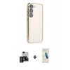 MARSİLYAN™- Galaxy S24 Kılıf Vadi Minimal - Şeffaf Pasifik Cam Ekran Koruyucu + PVD Metal Kamera Lens - SH