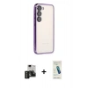 MARSİLYAN™- Galaxy S24 Kılıf Vadi Minimal - Şeffaf Pasifik Cam Ekran Koruyucu + PVD Metal Kamera Lens - SH