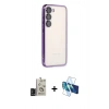 MARSİLYAN™- Galaxy S24 Kılıf Vadi Minimal - Siyah 3D Antistatik Cam Ekran Koruyucu + Bilvis Titan Kamera Lens - SH