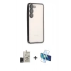 MARSİLYAN™- Galaxy S24 Kılıf Vadi Minimal - Siyah 3D Antistatik Cam Ekran Koruyucu + Bilvis Titan Kamera Lens - SH