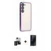 MARSİLYAN™- Galaxy S24 Kılıf Vadi Minimal - Siyah 3D Antistatik Hayalet Cam Ekran Koruyucu + PVD Metal Kamera Lens - DNMR