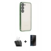MARSİLYAN™- Galaxy S24 Kılıf Vadi Minimal - Siyah 3D Antistatik Hayalet Cam Ekran Koruyucu + Kamera Lens Koruma Cam - SF