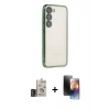 MARSİLYAN™- Galaxy S24 Kılıf Vadi Minimal - Siyah 3D Antistatik Mat Seramik Nano Ekran Koruyucu + Derin Mor Bilvis Titan Kamera Lens