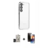 MARSİLYAN™- Galaxy S24 Kılıf Vadi Minimal - Siyah 3D Antistatik Mat Seramik Nano Ekran Koruyucu + Derin Mor Bilvis Titan Kamera Lens