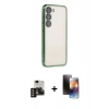 MARSİLYAN™- Galaxy S24 Kılıf Vadi Minimal - Siyah 3D Antistatik Mat Seramik Nano Ekran Koruyucu + PVD Metal Kamera Lens - GD
