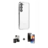 MARSİLYAN™- Galaxy S24 Kılıf Vadi Minimal - Siyah 3D Antistatik Mat Seramik Nano Ekran Koruyucu + PVD Metal Kamera Lens - DNMR