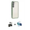MARSİLYAN™- Galaxy S24 Kılıf Vadi Minimal - Siyah 3D Antistatik Seramik Nano Ekran Koruyucu + PVD Metal Kamera Lens - DNMR