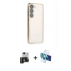 MARSİLYAN™- Galaxy S24 Kılıf Vadi Minimal - Siyah 3D Antistatik Seramik Nano Ekran Koruyucu + PVD Metal Kamera Lens - DNMR