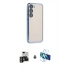 MARSİLYAN™- Galaxy S24 Kılıf Vadi Minimal - Siyah 3D Antistatik Seramik Nano Ekran Koruyucu + PVD Metal Kamera Lens - GD