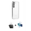MARSİLYAN™- Galaxy S24 Kılıf Vadi Minimal - Siyah 3D Antistatik Seramik Nano Ekran Koruyucu + Kamera Lens Koruma Cam - SF