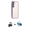 MARSİLYAN™- Galaxy S24 Kılıf Vadi Minimal - Siyah 3D Antistatik Seramik Nano Ekran Koruyucu + PVD Metal Kamera Lens - TNGI