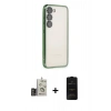 MARSİLYAN™- Galaxy S24 Kılıf Vadi Minimal - Siyah 6D Antistatik Mat Seramik Hayalet Nano Ekran Koruyucu + Bilvis Titan Kamera Lens - GD