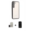 MARSİLYAN™- Galaxy S24 Kılıf Vadi Minimal - Siyah 6D Antistatik Mat Seramik Hayalet Nano Ekran Koruyucu + Bilvis Titan Kamera Lens - TMGI