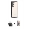 MARSİLYAN™- Galaxy S24 Kılıf Vadi Minimal - Siyah Bilvis 3D Cam Ekran Koruyucu + Kamera Lens Koruma Cam - SF