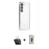 MARSİLYAN™- Galaxy S24 Kılıf Vadi Minimal - Siyah Bilvis 3D Cam Ekran Koruyucu + Kamera Lens Koruma Cam - SF