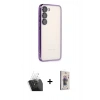 MARSİLYAN™- Galaxy S24 Kılıf Vadi Minimal - Siyah Bilvis 3D Cam Ekran Koruyucu + Kamera Lens Koruma Cam - SF