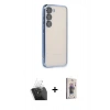 MARSİLYAN™- Galaxy S24 Kılıf Vadi Minimal - Siyah Bilvis 3D Cam Ekran Koruyucu + Kamera Lens Koruma Cam - SF