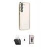 MARSİLYAN™- Galaxy S24 Kılıf Vadi Minimal - Siyah Bilvis 3D Cam Ekran Koruyucu + Kamera Lens Koruma Cam - SF