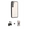 MARSİLYAN™- Galaxy S24 Kılıf Vadi Minimal - Siyah Bilvis 3D Cam Ekran Koruyucu + PVD Metal Kamera Lens - SH