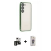 MARSİLYAN™- Galaxy S24 Kılıf Vadi Minimal - Siyah Bilvis 3D Cam Ekran Koruyucu + PVD Metal Kamera Lens - SH