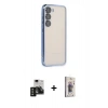 MARSİLYAN™- Galaxy S24 Kılıf Vadi Minimal - Siyah Bilvis 3D Cam Ekran Koruyucu + PVD Metal Kamera Lens - SH