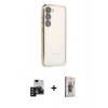 MARSİLYAN™- Galaxy S24 Kılıf Vadi Minimal - Siyah Bilvis 3D Cam Ekran Koruyucu + PVD Metal Kamera Lens - SH