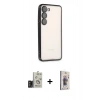 MARSİLYAN™- Galaxy S24 Kılıf Vadi Minimal - Siyah Bilvis 3D Cam Ekran Koruyucu + Bilvis Titan Kamera Lens - TMGI