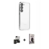 MARSİLYAN™- Galaxy S24 Kılıf Vadi Minimal - Siyah Bilvis Hayalet Cam Ekran Koruyucu + PVD Metal Kamera Lens - TNGI
