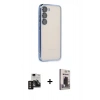 MARSİLYAN™- Galaxy S24 Kılıf Vadi Minimal - Siyah Bilvis Hayalet Cam Ekran Koruyucu + PVD Metal Kamera Lens - GD