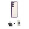 MARSİLYAN™- Galaxy S24 Kılıf Vadi Minimal - Siyah Bilvis Hayalet Cam Ekran Koruyucu + Kamera Lens Koruma Cam - SF