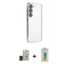 MARSİLYAN™- Galaxy S24 Kılıf Vadi Minimal - Siyah Polymer Nano Ekran Koruyucu + Bilvis Titan Kamera Lens - DNMR